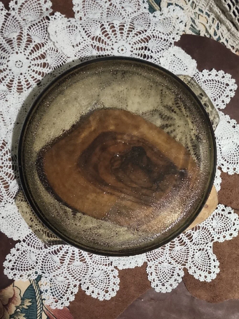 1970s Janette Glass Bake Amber Glass Baking Dish with Floral Motif 10